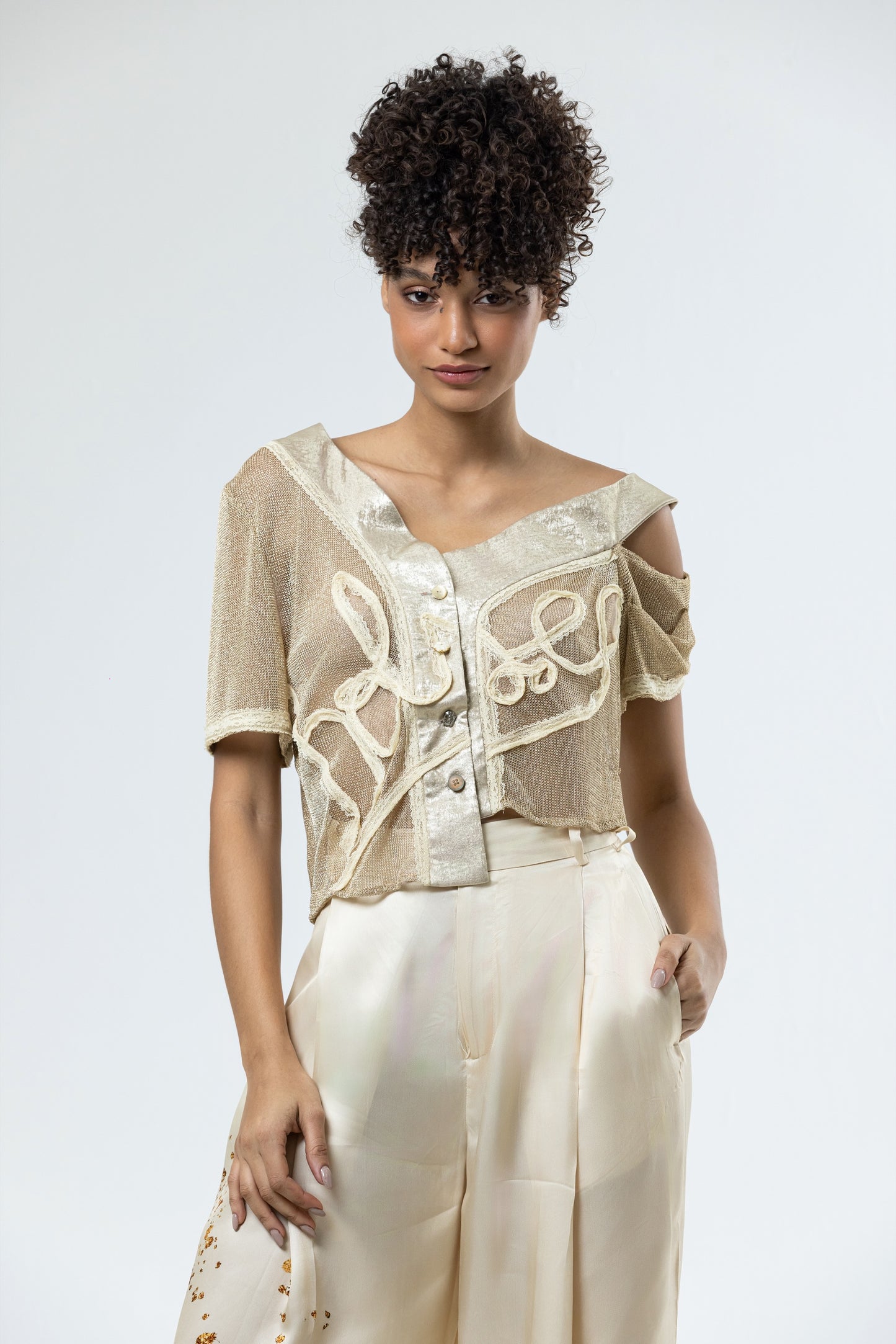 Draped Baseball Gold Top