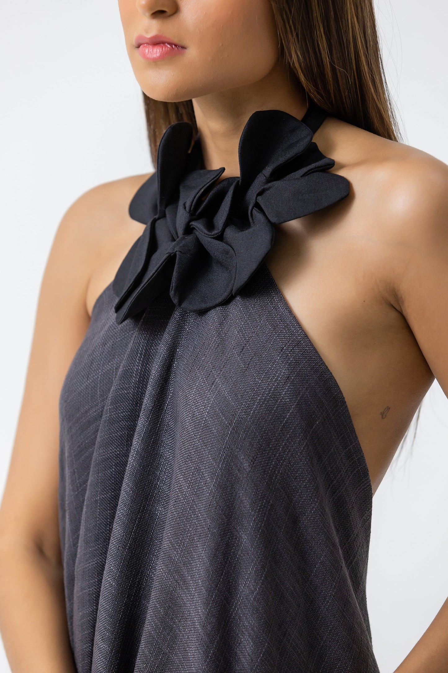 Califé Dress - Lino Negro Plomo