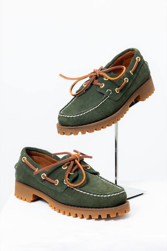 Green Suede Lug Boat Shoe