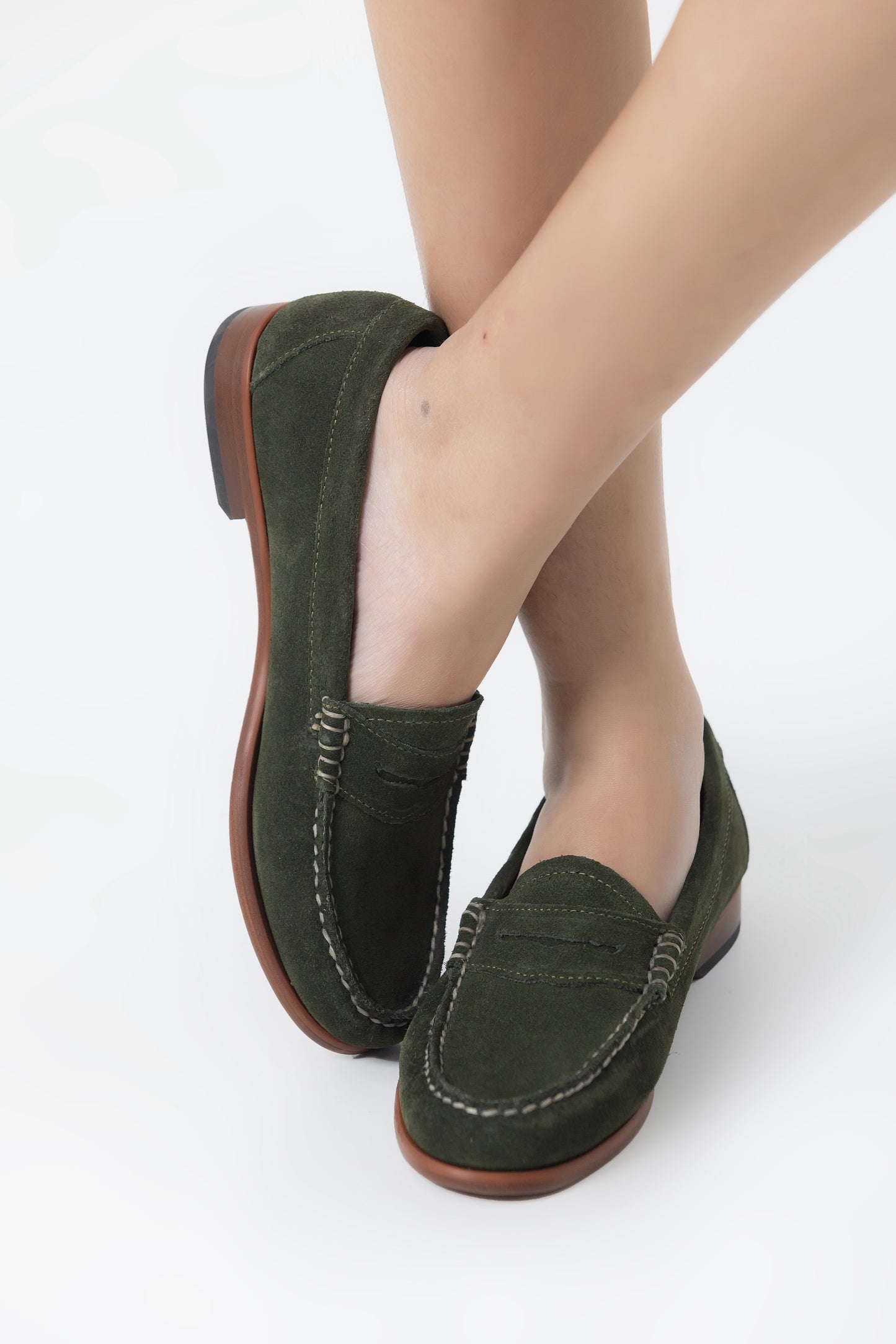 Green Suede Penny Loafer