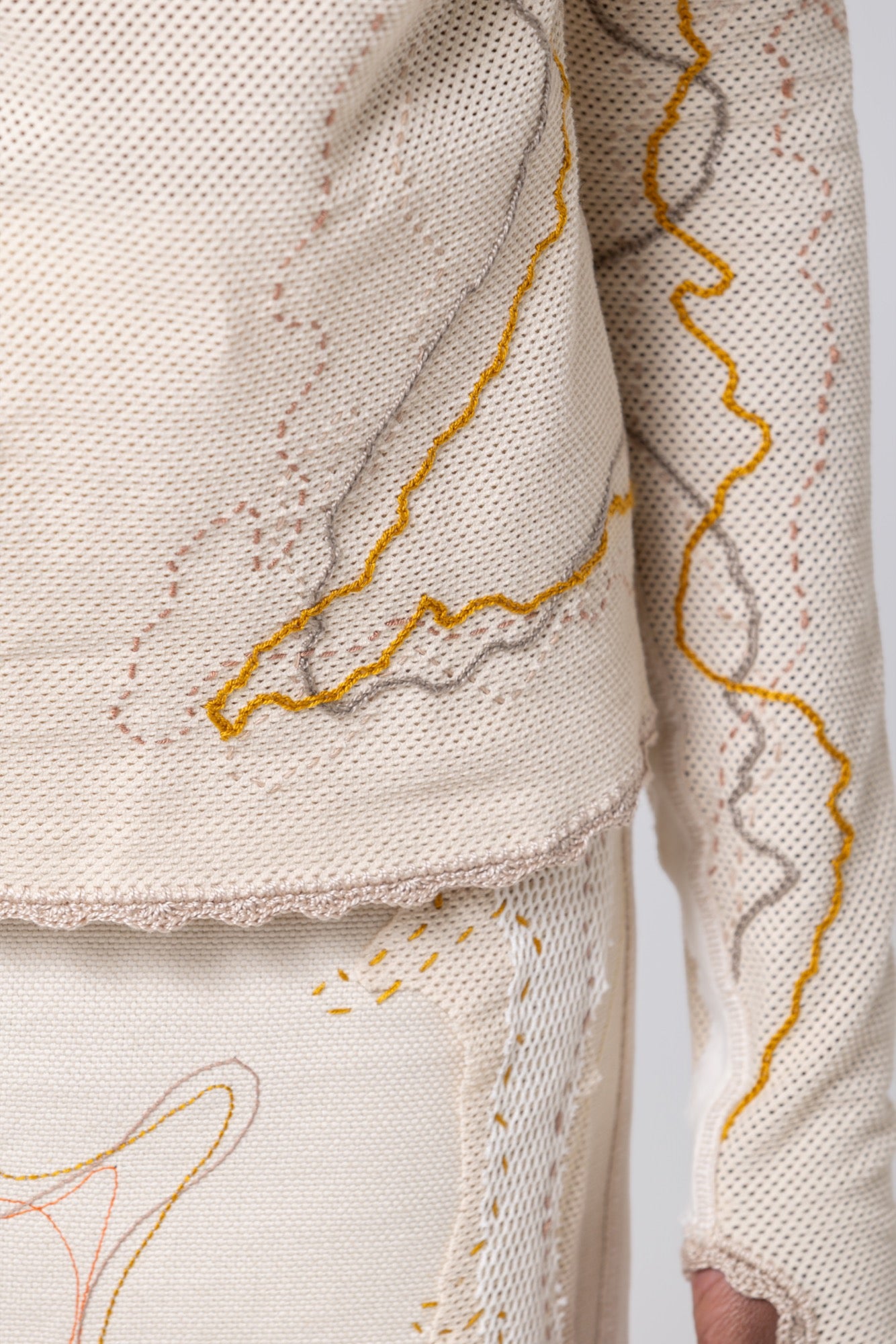 Nita Long Sleeve Turtleneck in Beige Mesh