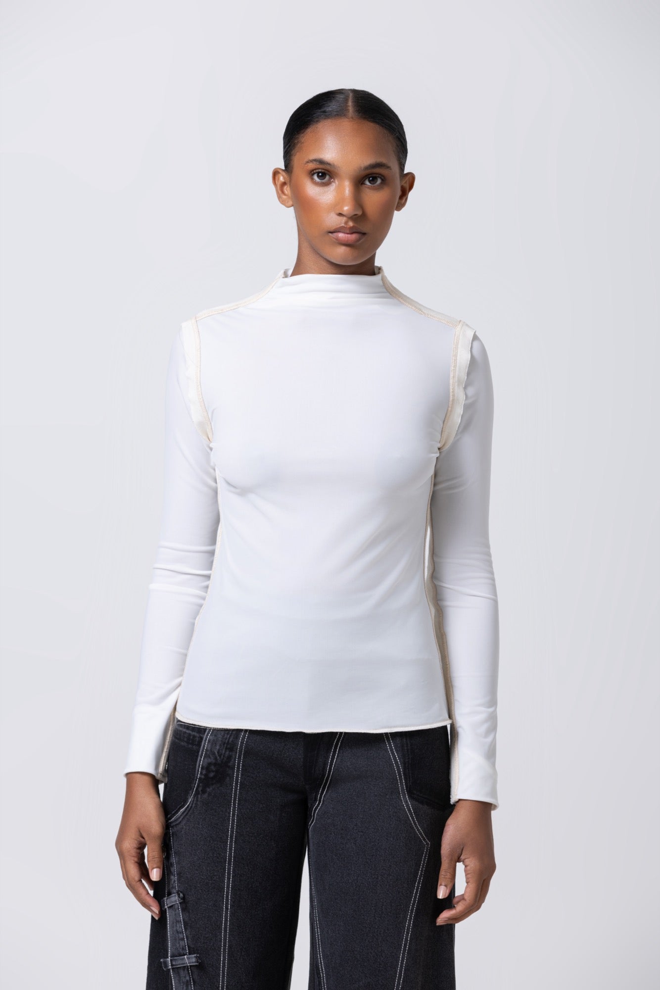 Nita Long Sleeve Turtleneck in Off-White