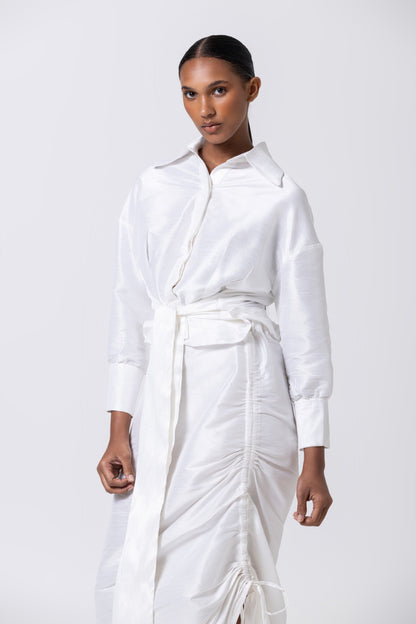 Belted White Shirt