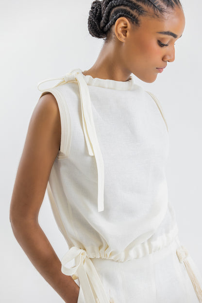 Linen Ruched Top
