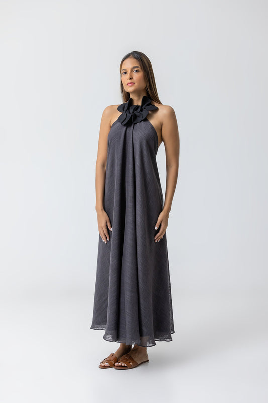 Califé Dress - Lino Negro Plomo