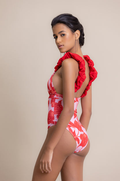 Cayena print ruched one piece
